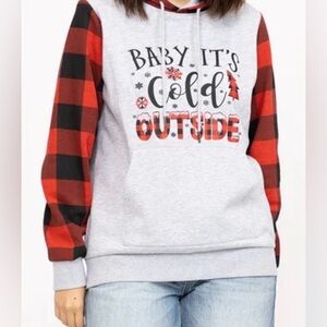 Gray and Red Plaid Women's Sweater
